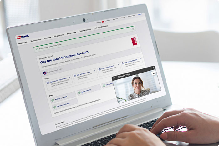 Co-browse session on a laptop for a new bank account