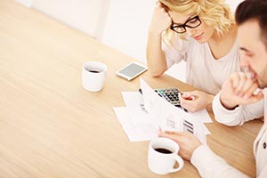 a woman working on her taxes