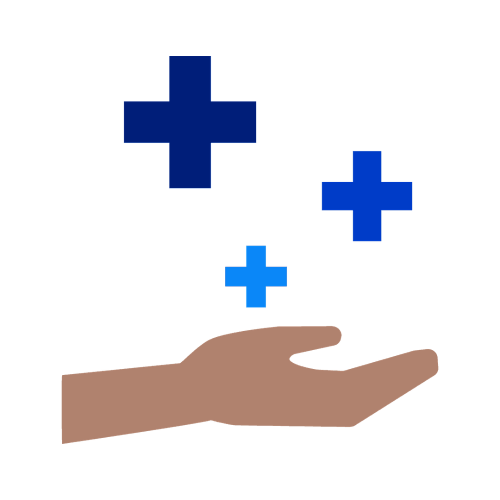 illustration mid hand with plus signs