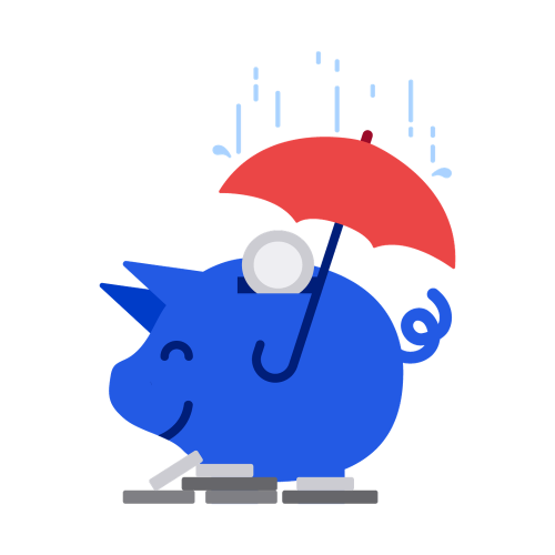 illustration rainy day piggy bank