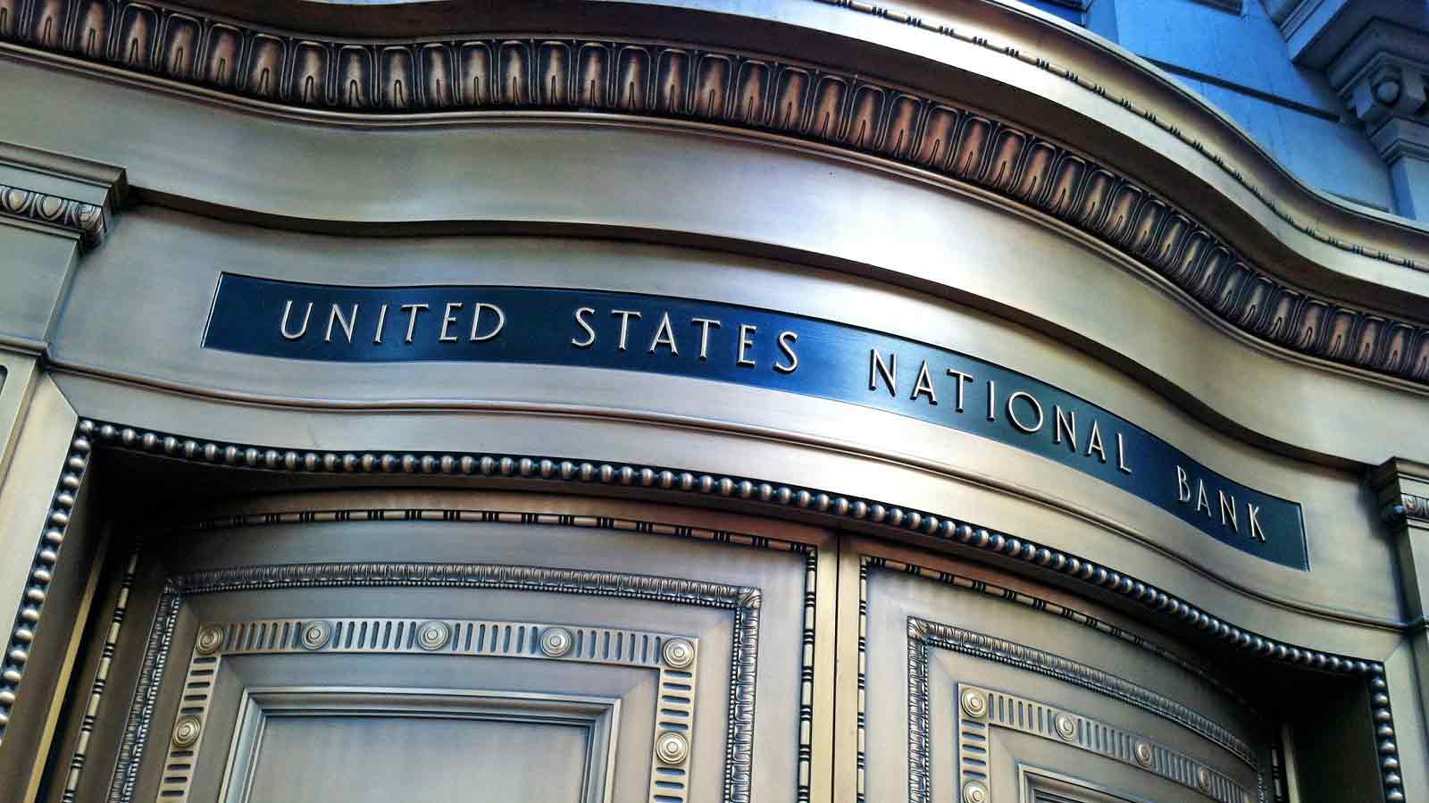 Exterior of historic United States National Bank building in Portland, Oregon