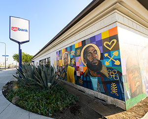 Bank branch with colorful murals