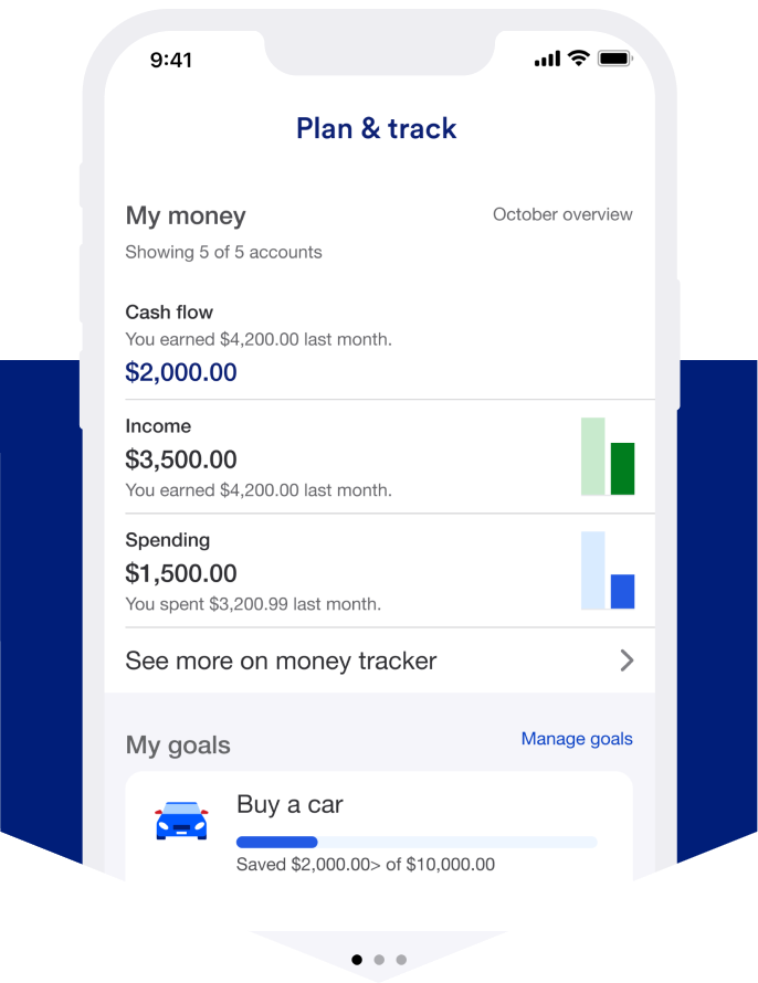 Mobile app view of the Plan and Track hub