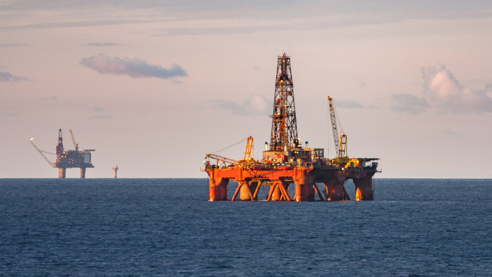 Oil rig in ocean