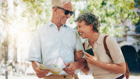 Man and woman with a map