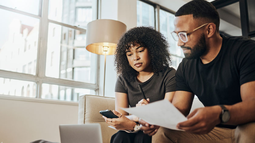 Couple reviewing finances